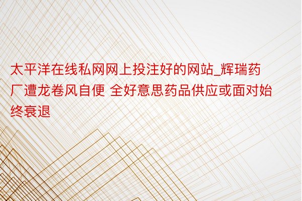 太平洋在线私网网上投注好的网站_辉瑞药厂遭龙卷风自便 全好意思药品供应或面对始终衰退