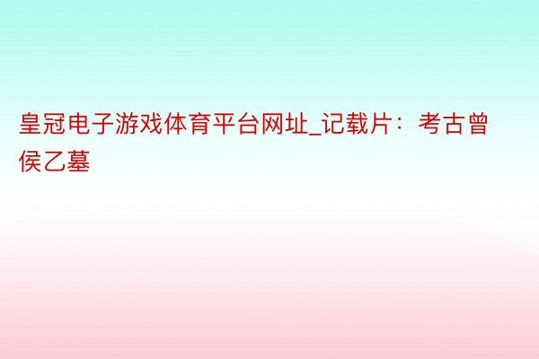 皇冠电子游戏体育平台网址_记载片：考古曾侯乙墓